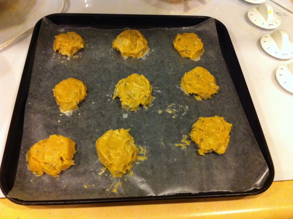 Put batter onto wax paper or greased cookie sheet in small circles.