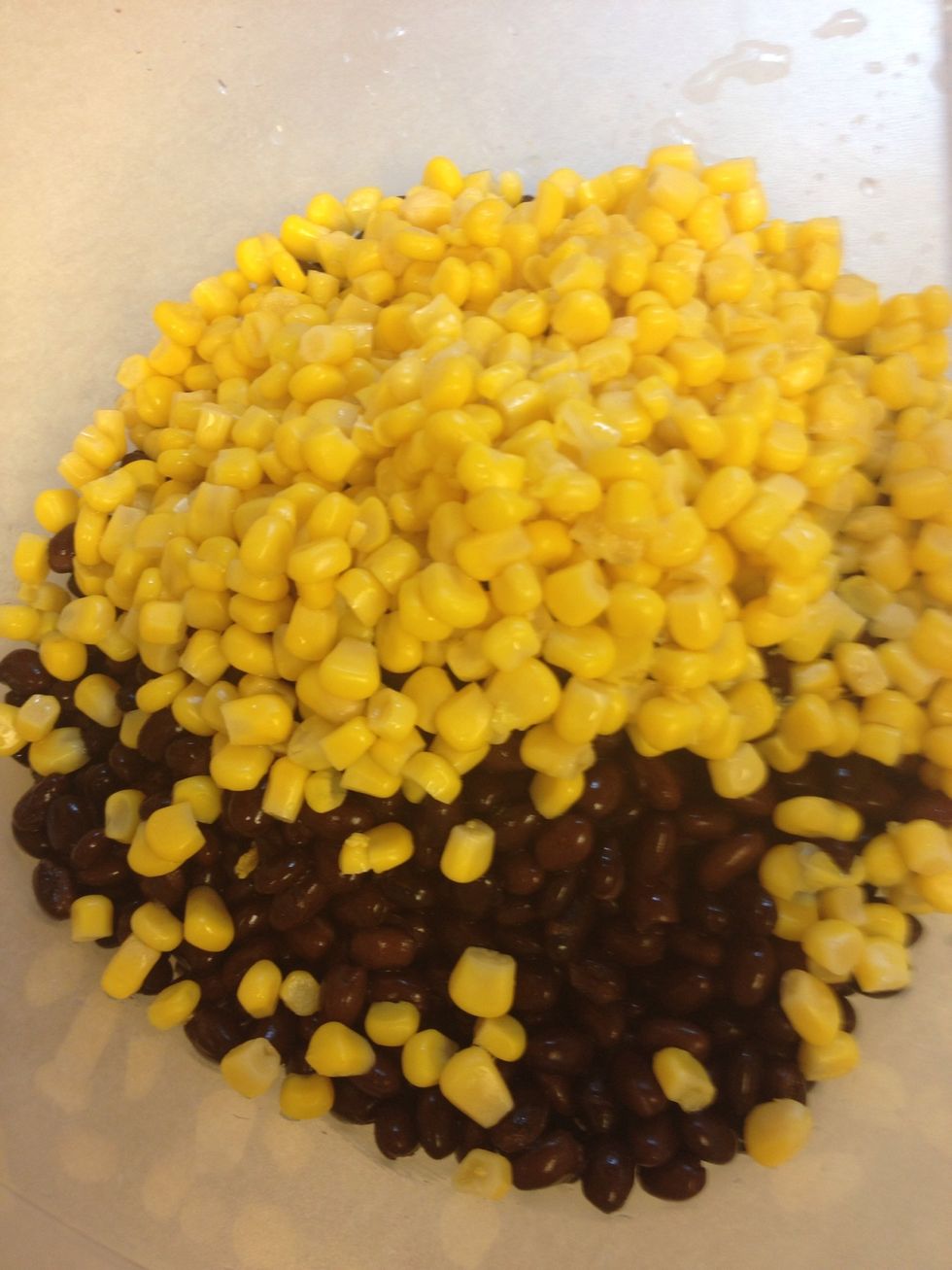 Put black beans and corn in a large bowl.