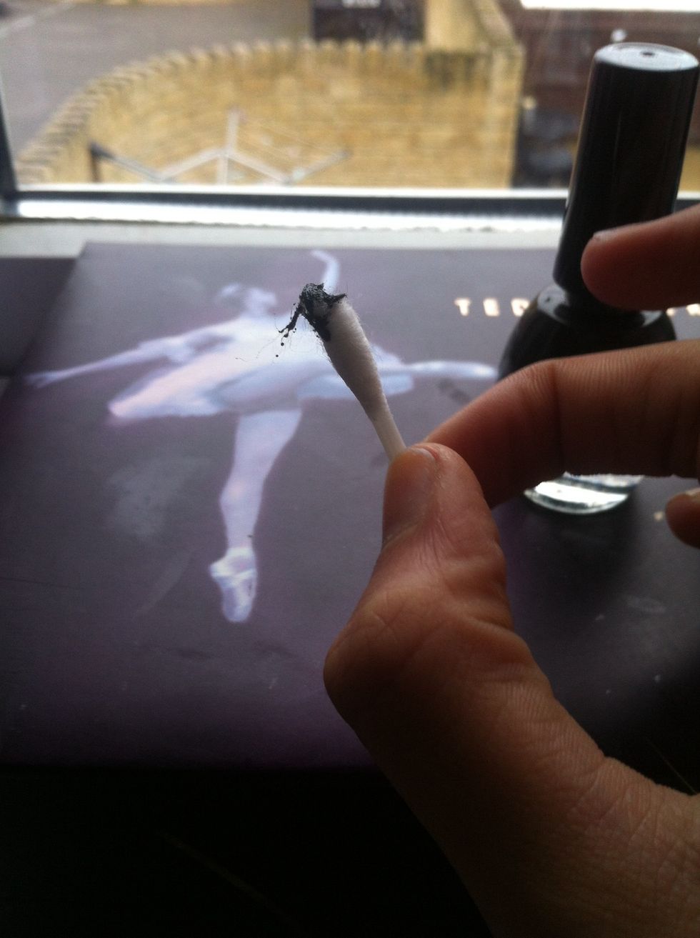 Put black on the cotton bud and dab on top