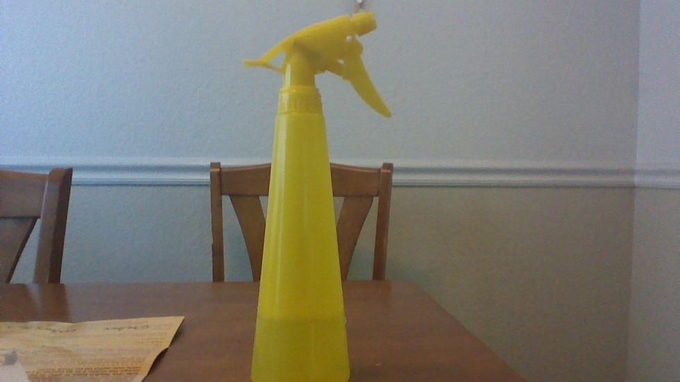 put both in a sprayer bottle. if you don't have this use an old empty washed bottle or just pour it over the stain. if you are working with more stains this just makes it a little easier.