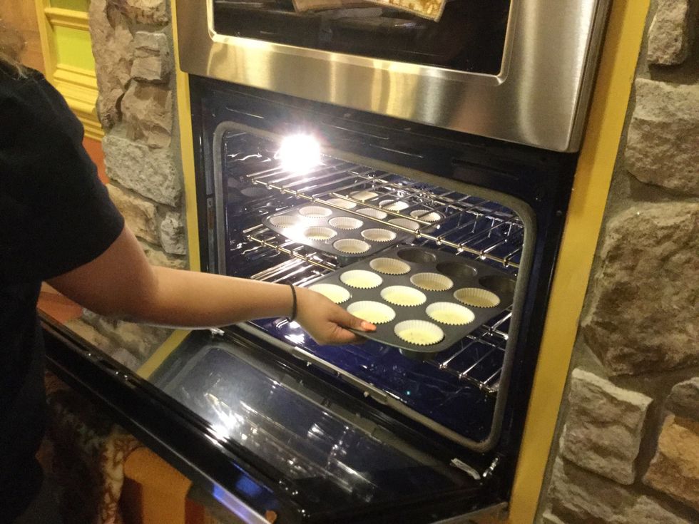 Put both pans into the oven for 14 minutes
