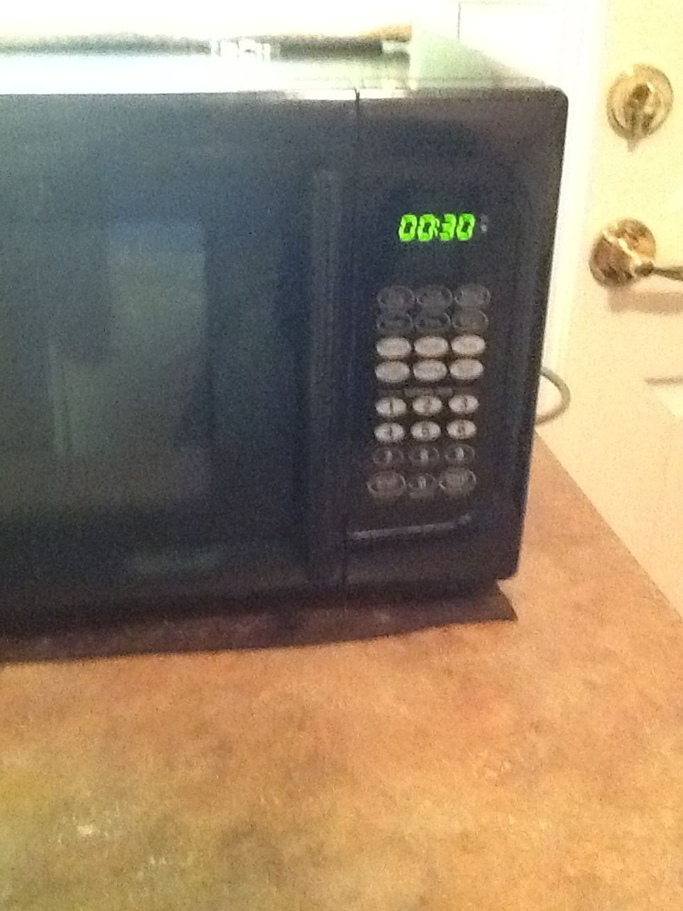 Put bowl in microwave. Press time cook for 30 seconds. Press start