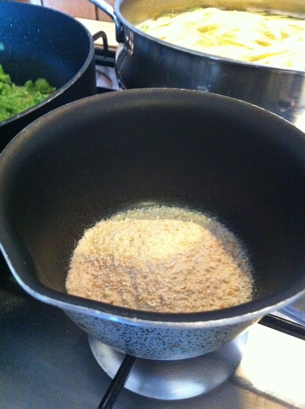 Put breadcrumbs into a little pot ...