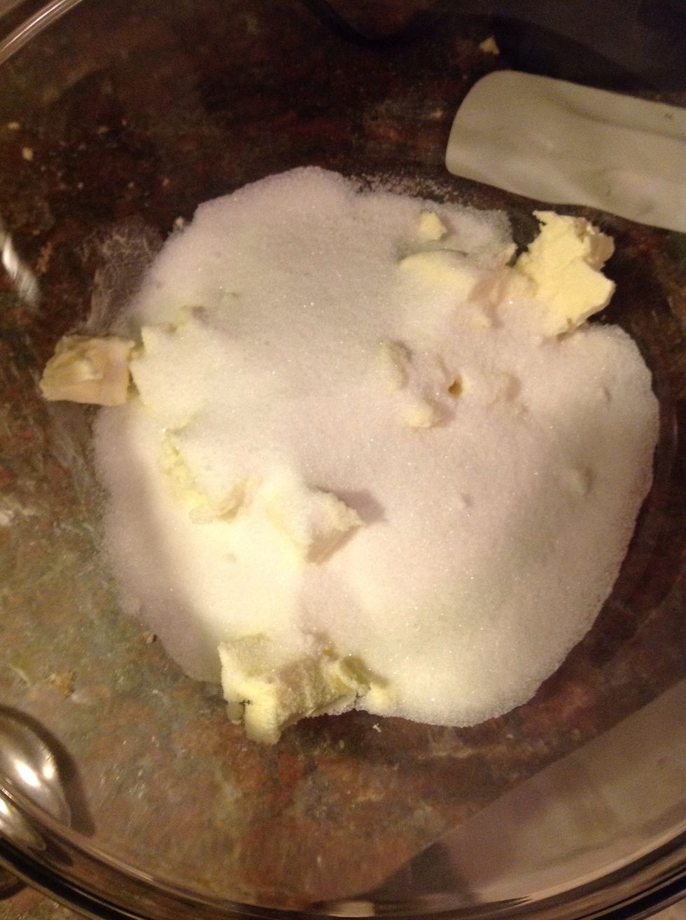 Put butter and sugar in a bowl.