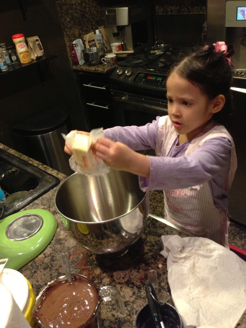 Put butter in a big mixing bowl
