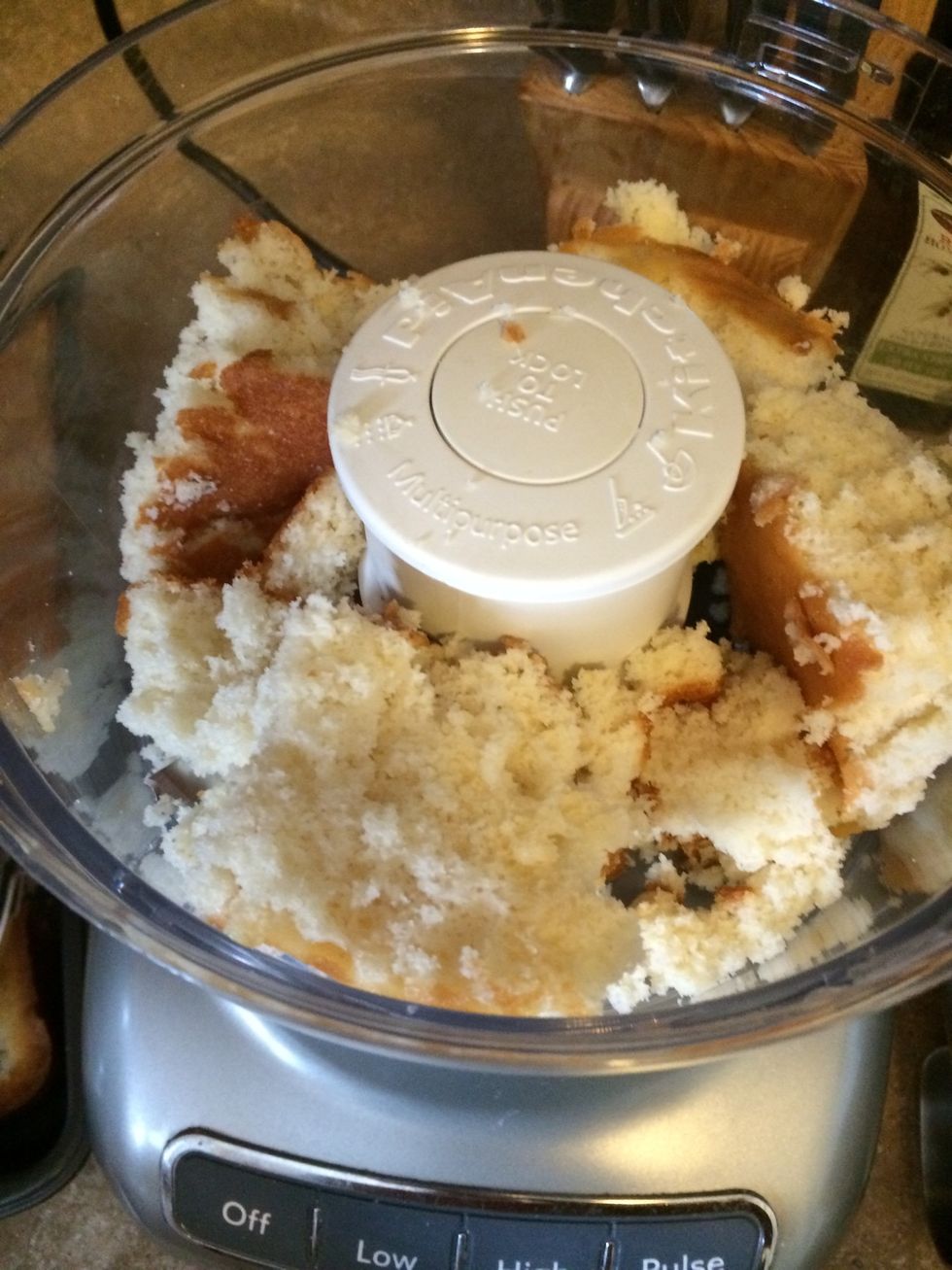 Put cake squares into food processor