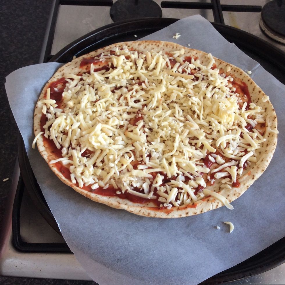 Put cheese over the sauce