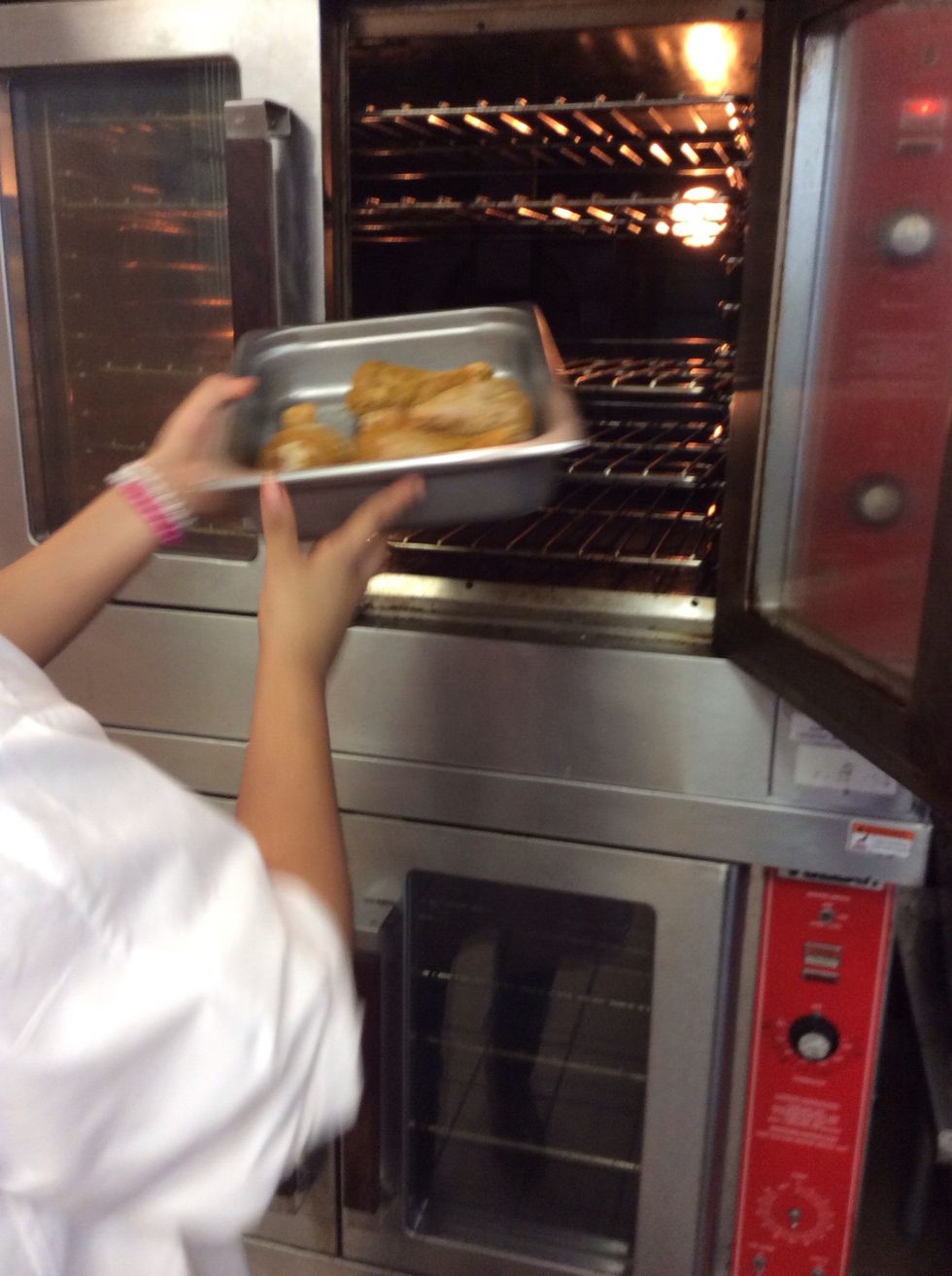 Put chicken in the oven until browned,7 minutes