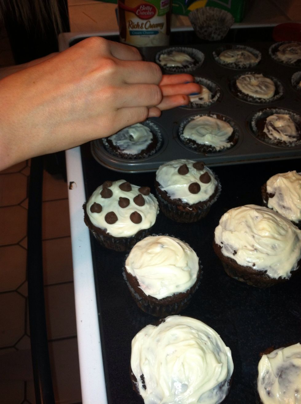 Put chocolate chips on top