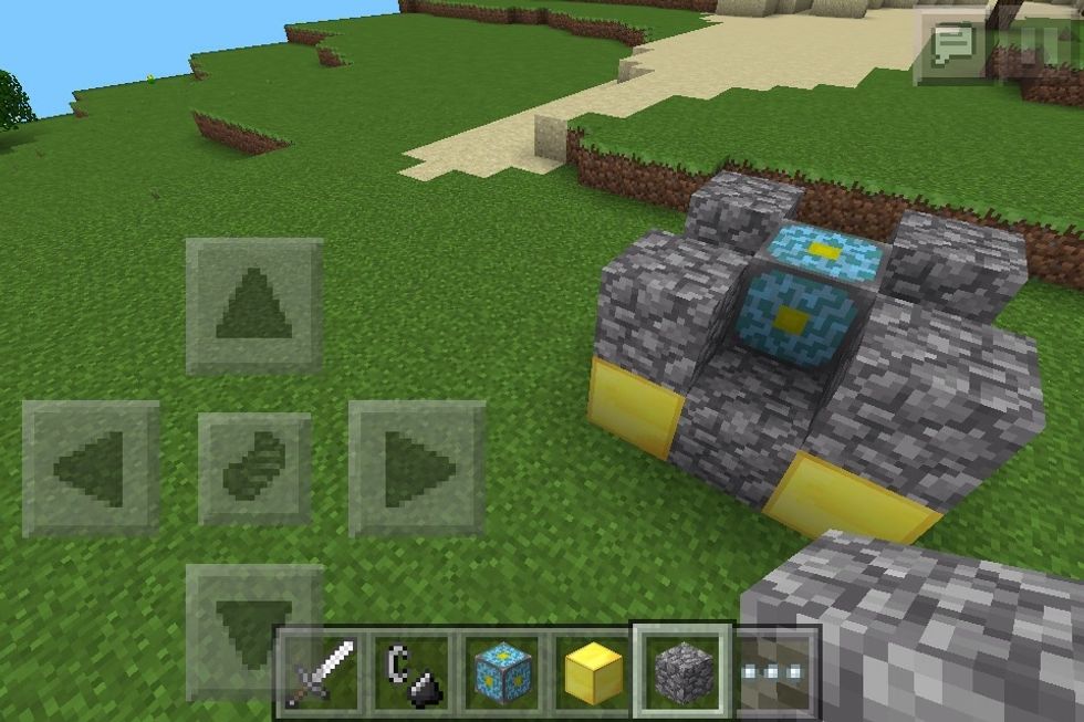 Put cobble stone on top of each gold blocks