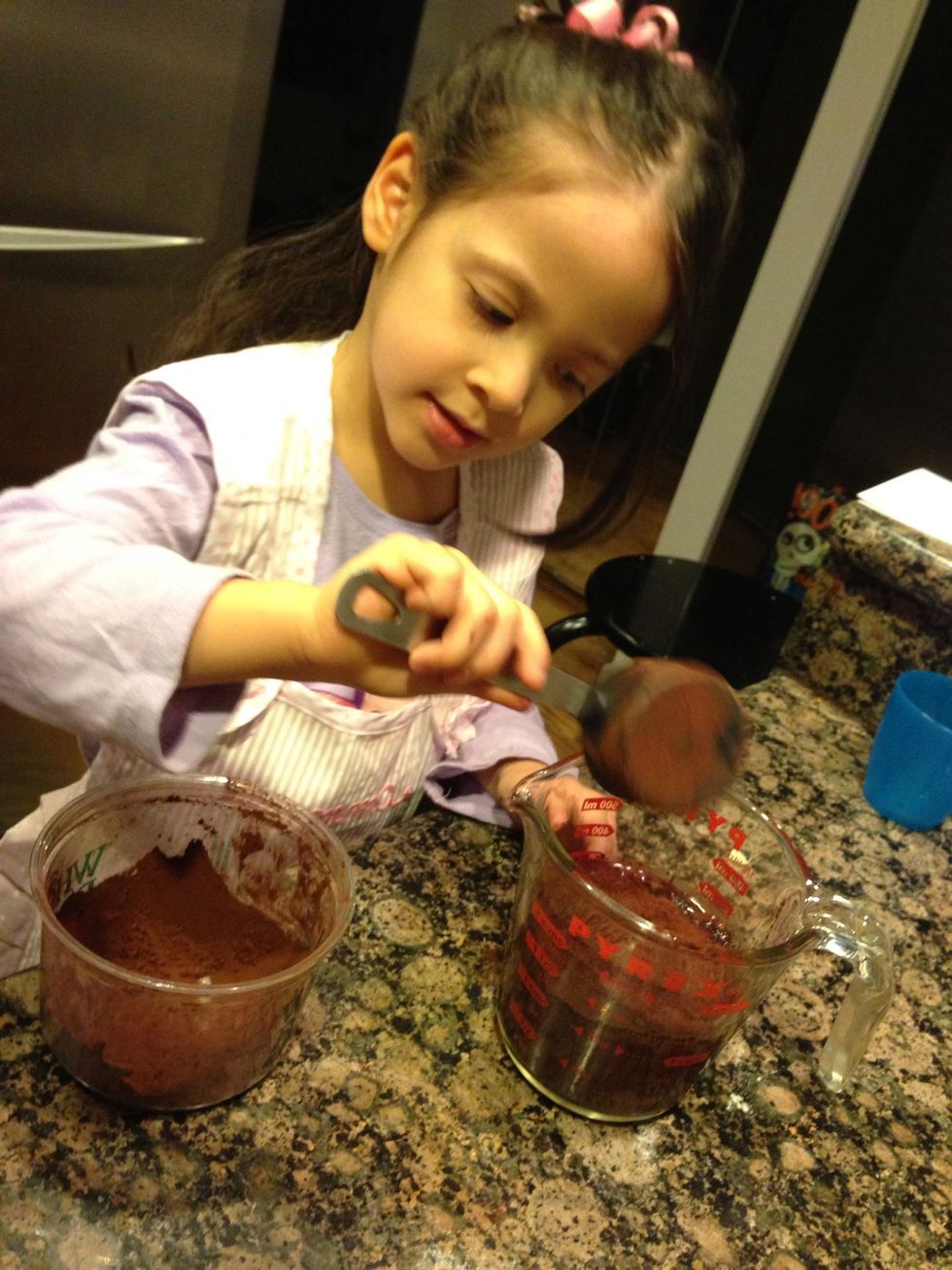 Put cocoa powder in 1 cup of hot water
