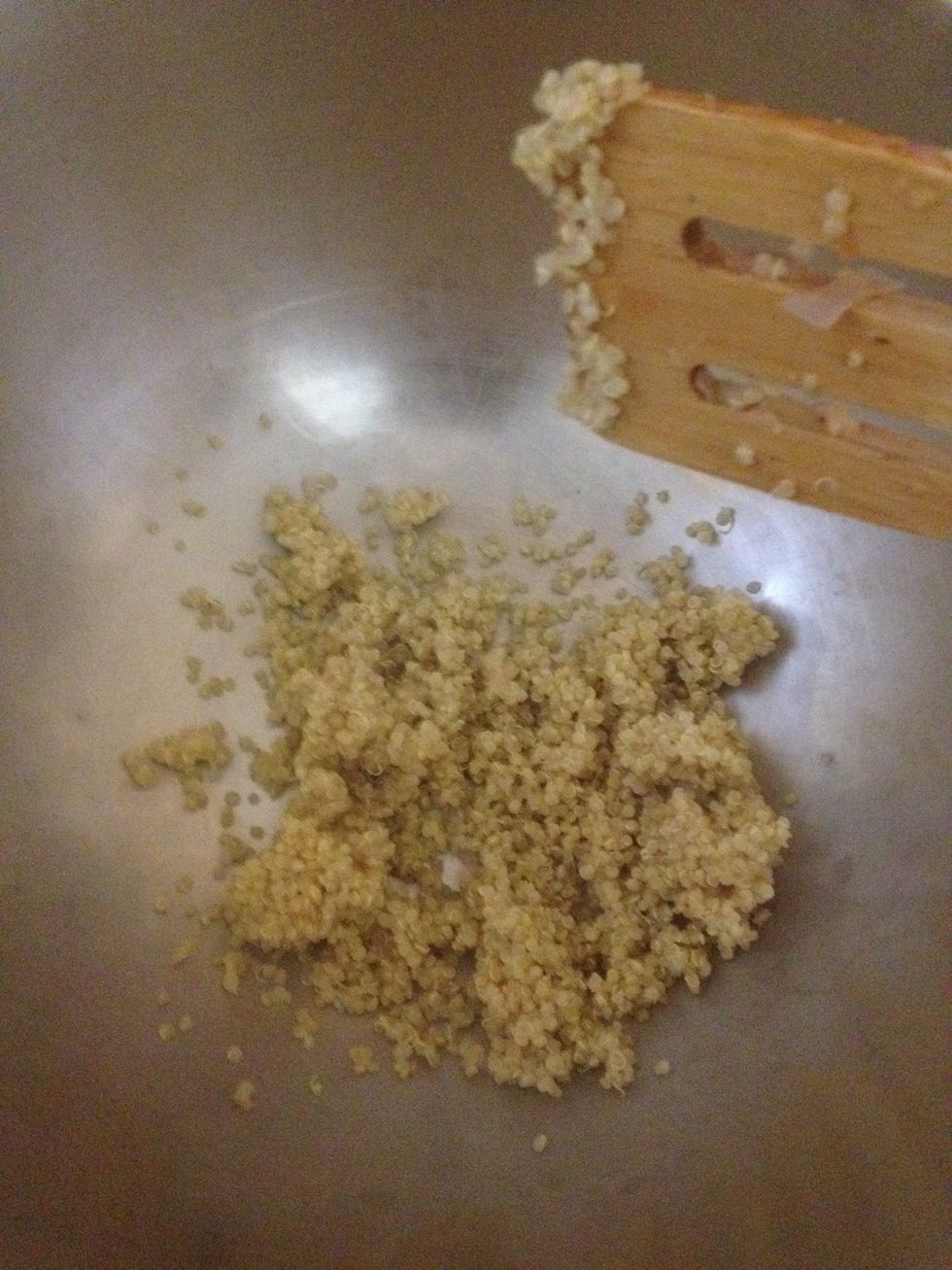 Put cooked quinoa into mixing bowl
