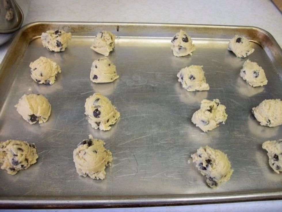 Put cookie dough on pan