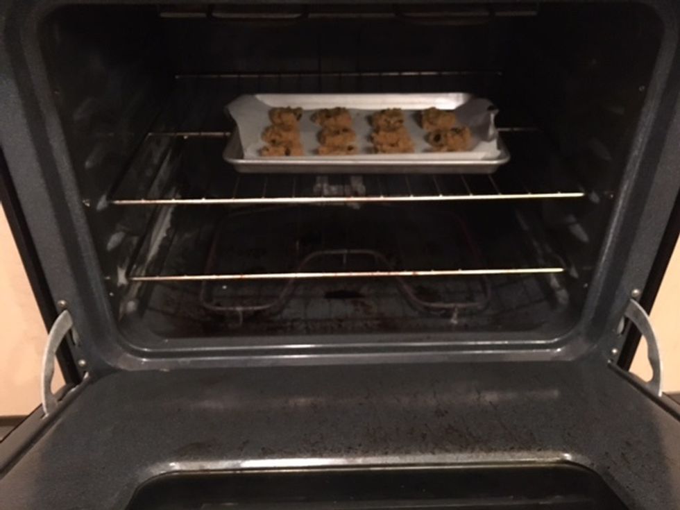 Put cookies in the oven and bake for 16 minutes