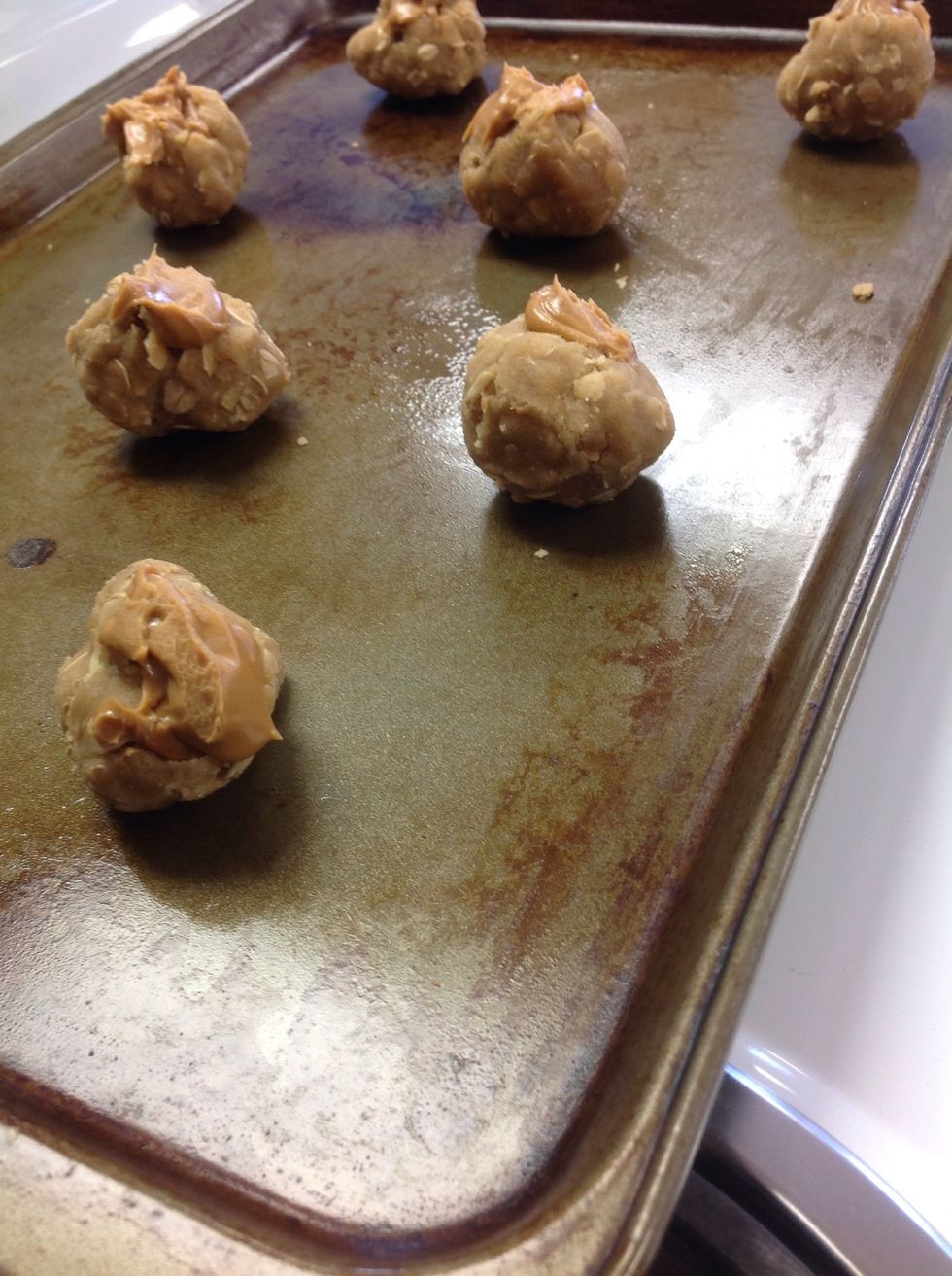 Put cookies on and put into oven for 20min