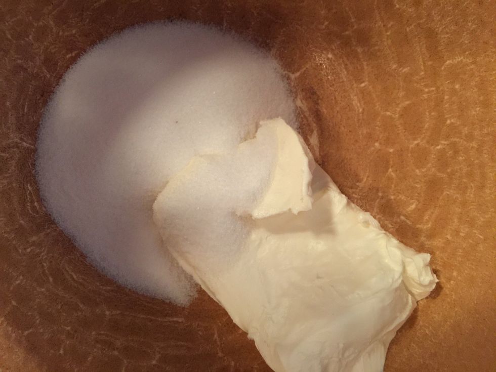 Put cream cheese and sugar in bowl