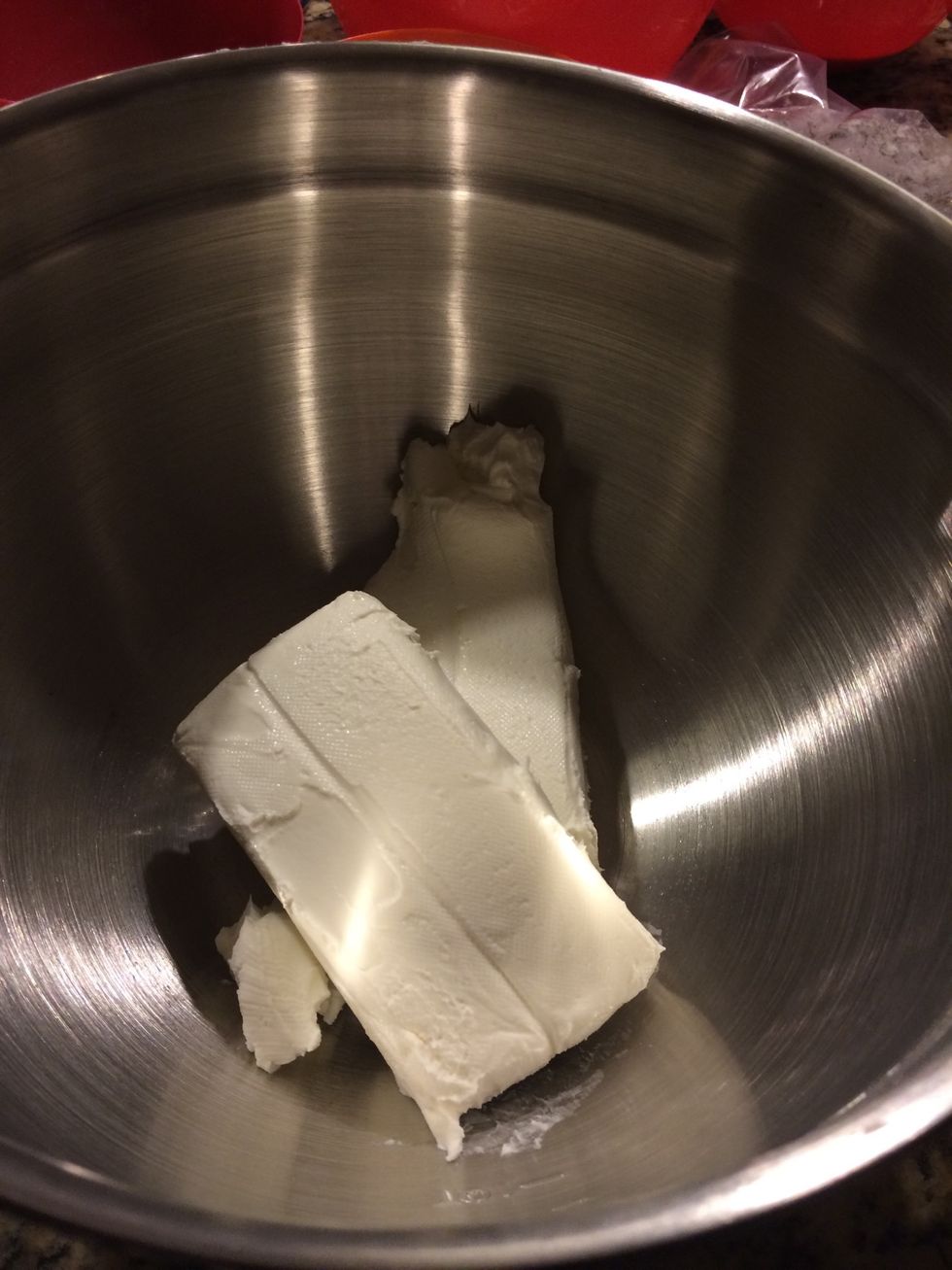 Put cream cheese in large mixing bowl mix until smooth