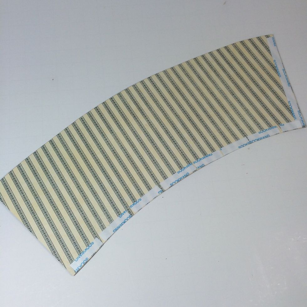 Put double-sided tape along the inside bottom edge & right edge of main piece  (I used 1/4 inch Scor-tape).