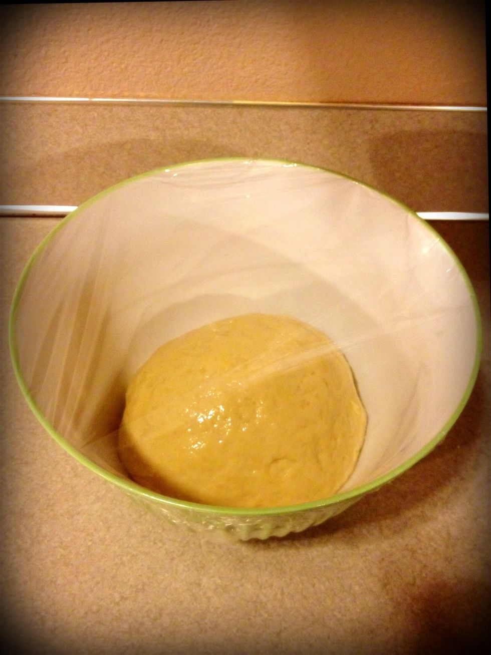 Put dough in an oiled bowl and cover. Let rise in a warm spot for half an hour.