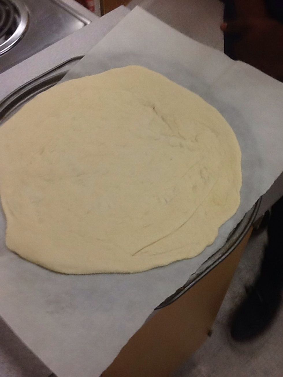 Put dough on the parchment paper :P