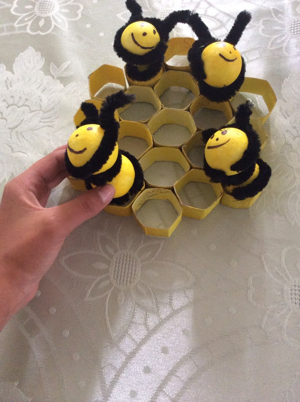 Put each bee into a hexagon.