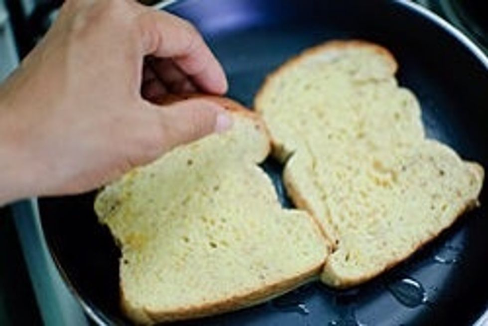 Put each slice on the pan