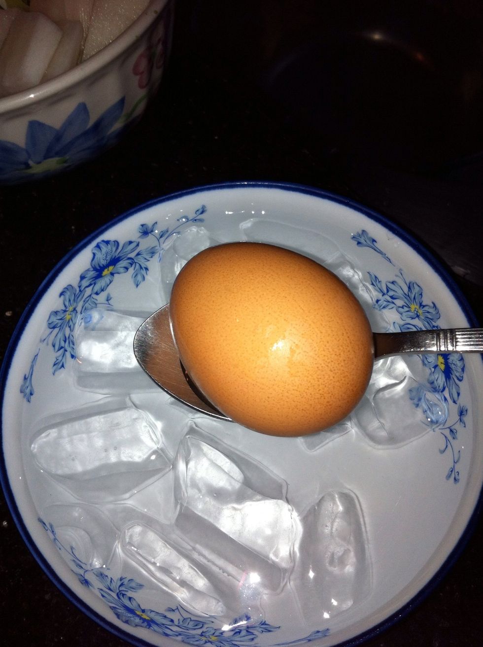 Put egg into iced water...