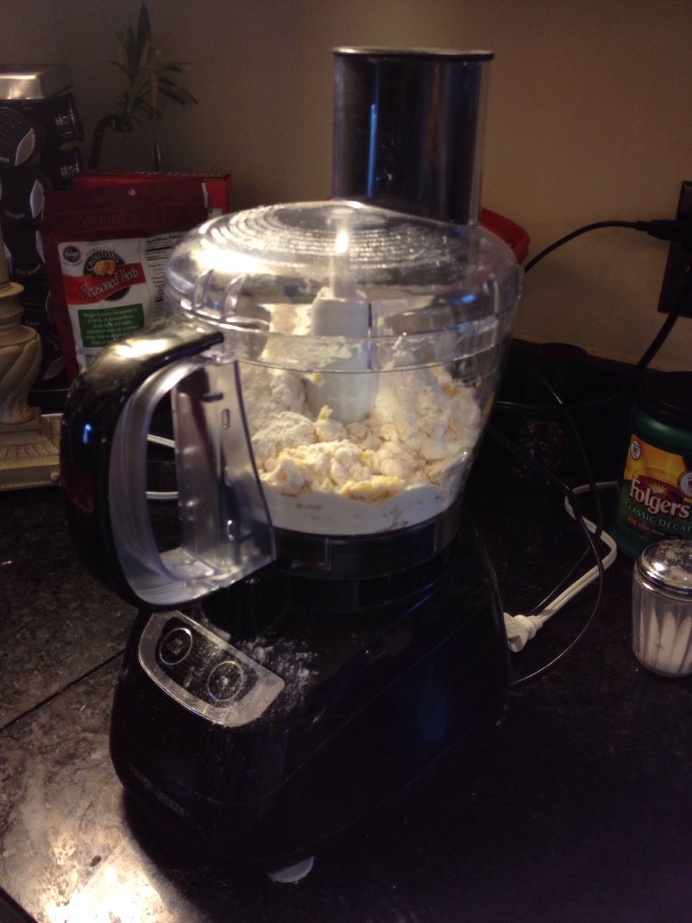 Put eggs and flour into food processor (or you can mix together with a well on the counter, gradually incorporating the flour)