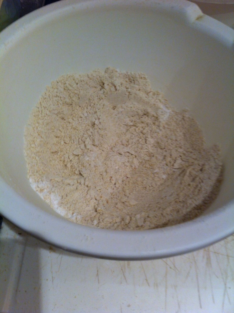 Put flour, baking powder and baking soda in a medium bowl