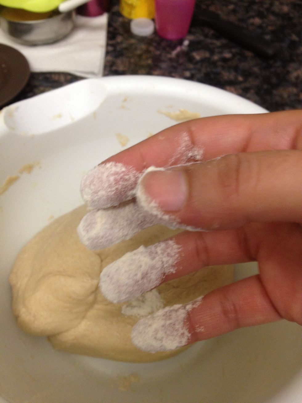 Put flour on your fingers