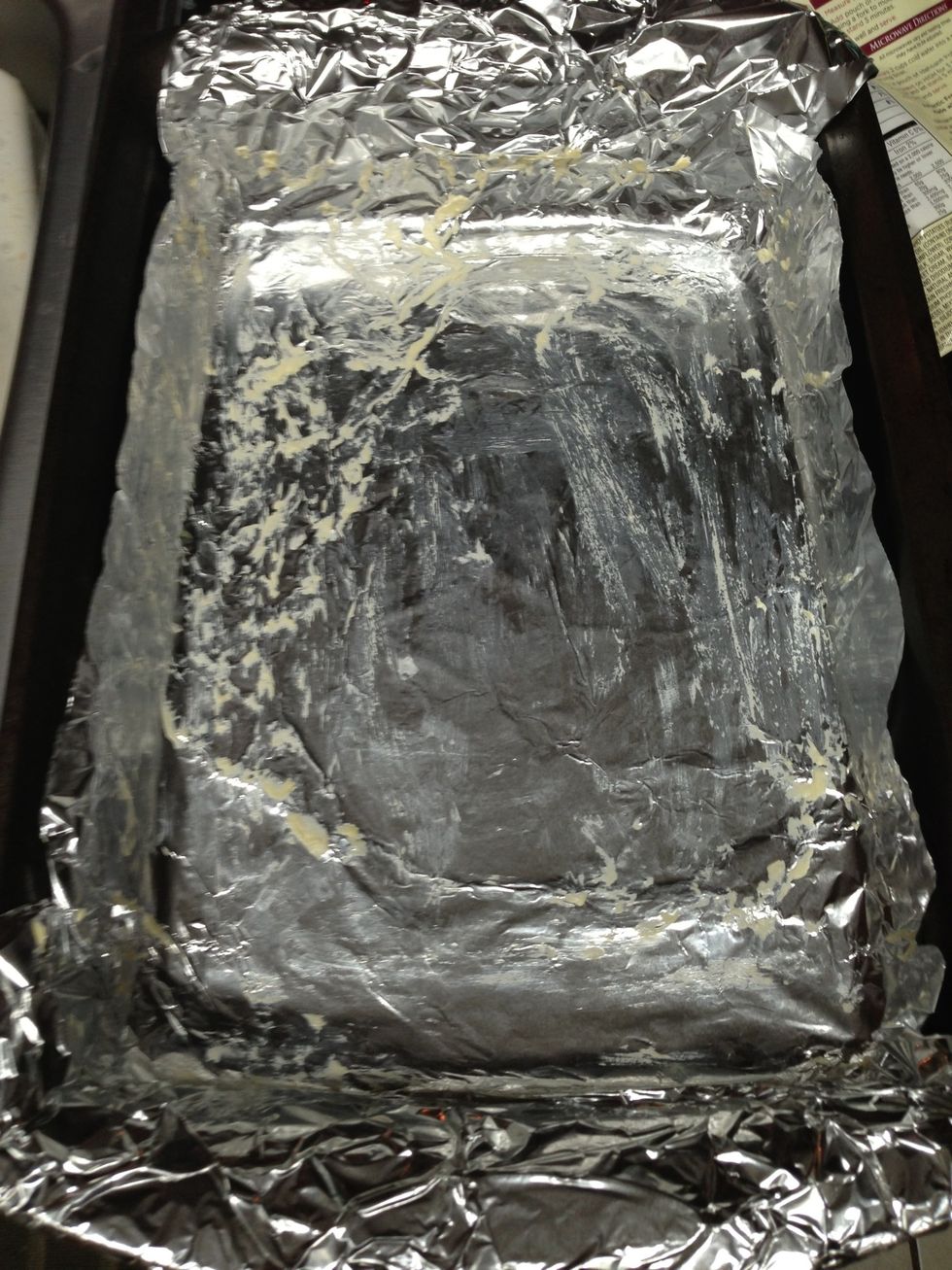 Put foil in the pan and lightly butter.