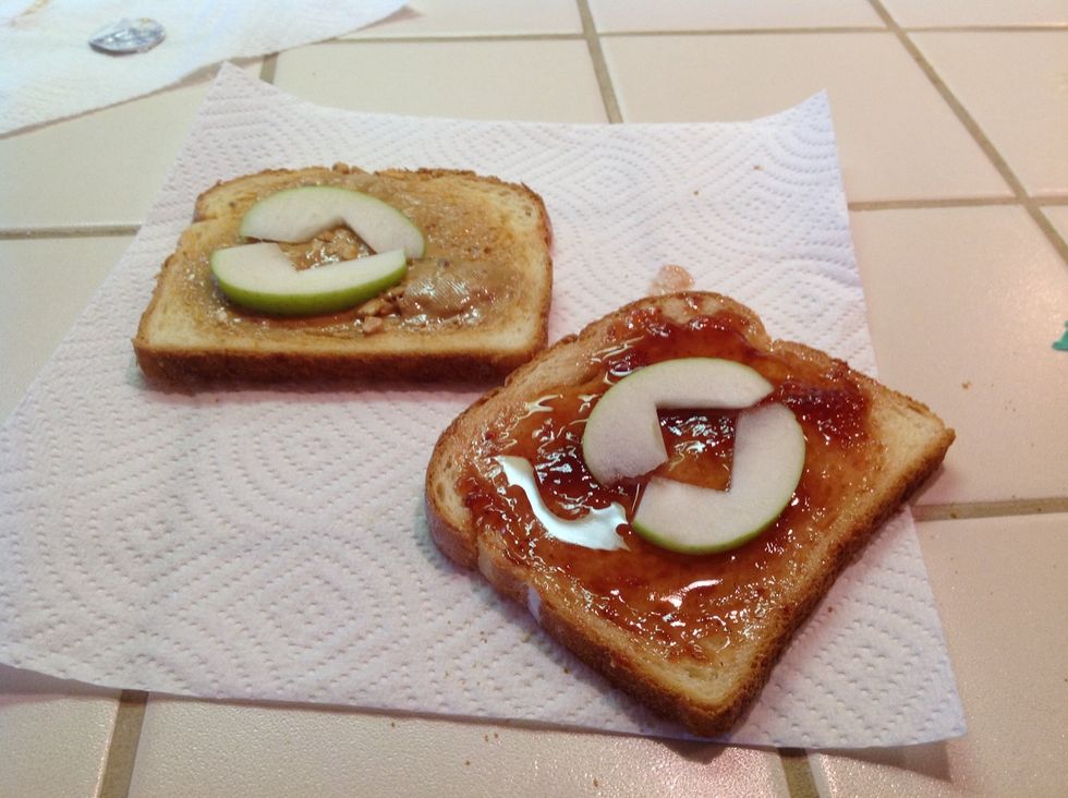 Put four of the slices onto the sandwich (two on each slice of bread) and have the rest of the slices as a side!