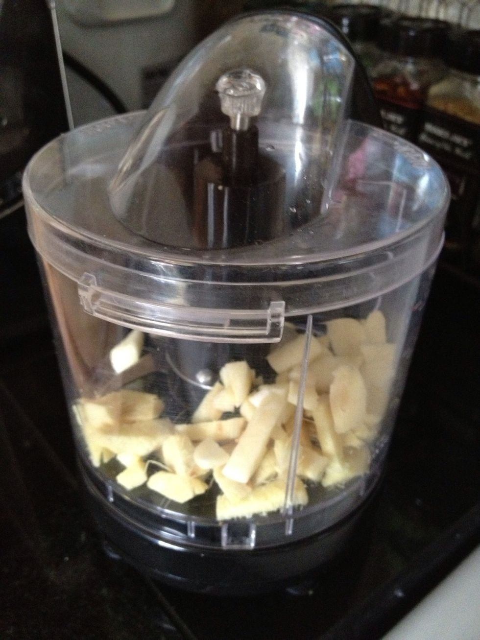 Put ginger and garlic into food processor and make your job easy! I used 1 small ginger and 4 cloves of garlic.