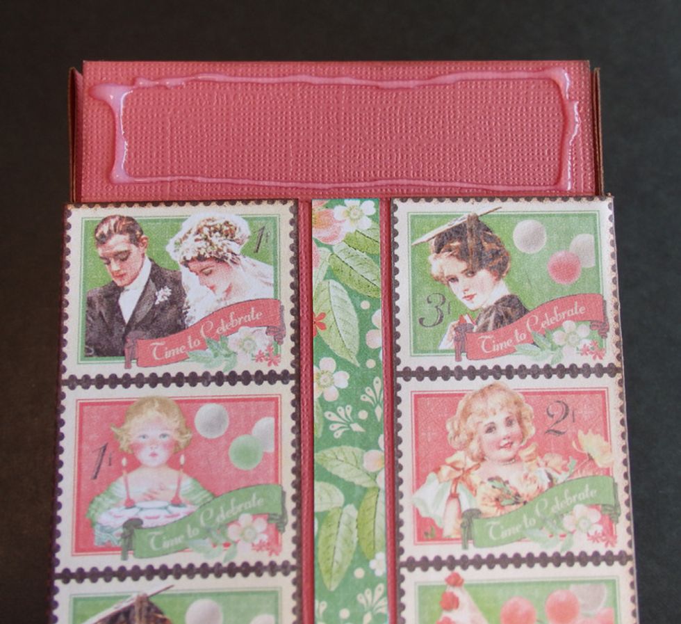 Put glue on the one of wing