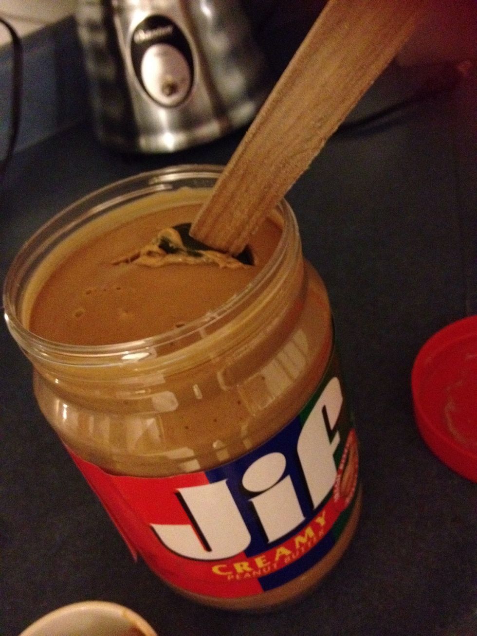 Put half cup of peanut butter and half cup of softened butter in a large bowl. TIP: spray Pam in your measuring cup before you load it with peanut butter. It will come out much easier!