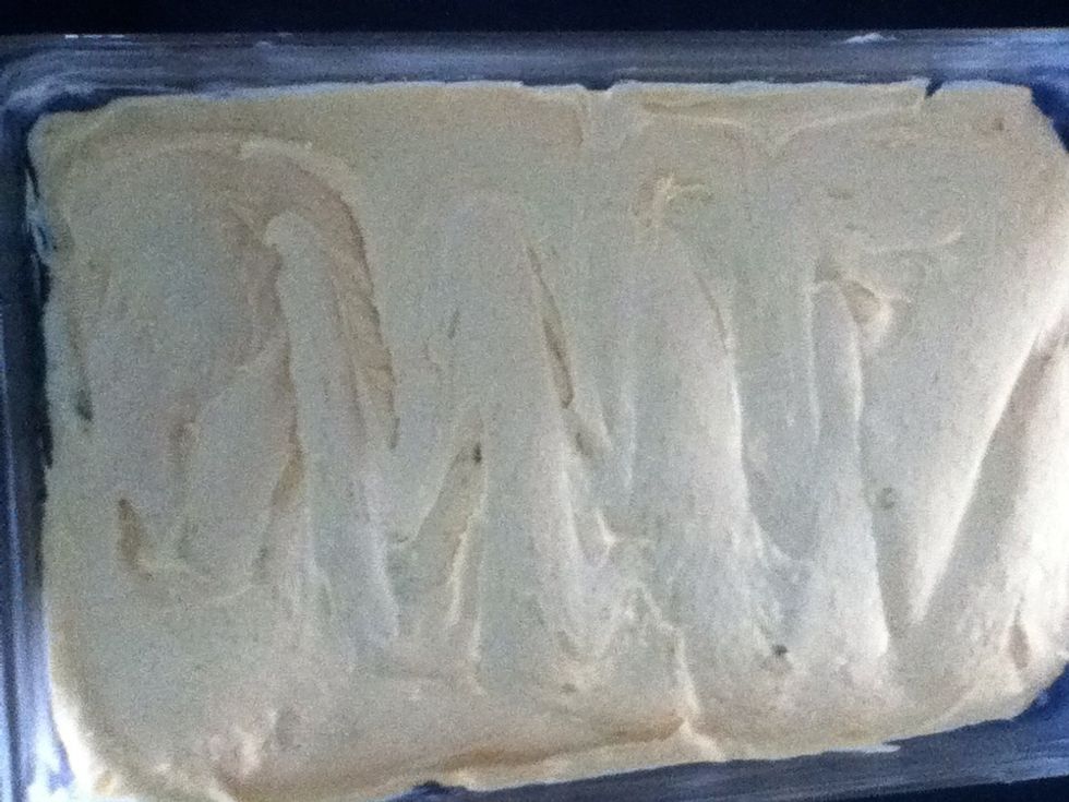 Put half of your batter in a 9x13 pan