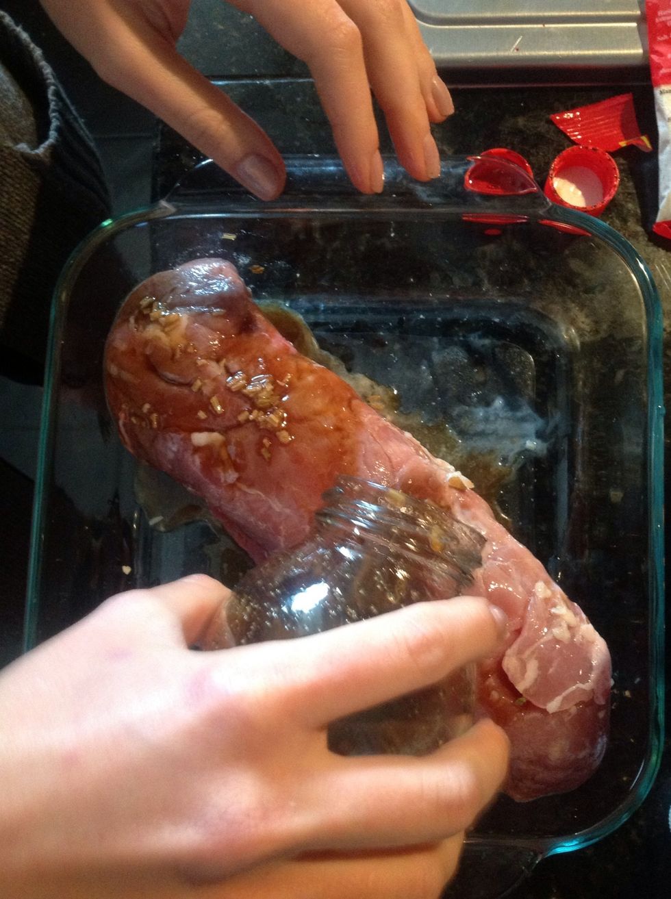 Put half on top of a beef tenderloin...