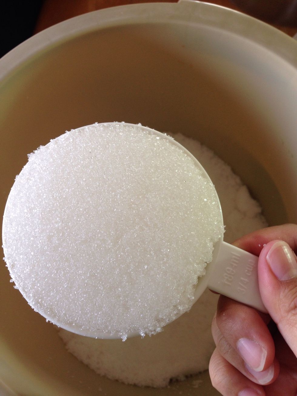 Put in 1 and 1/3 cups of granulated sugar