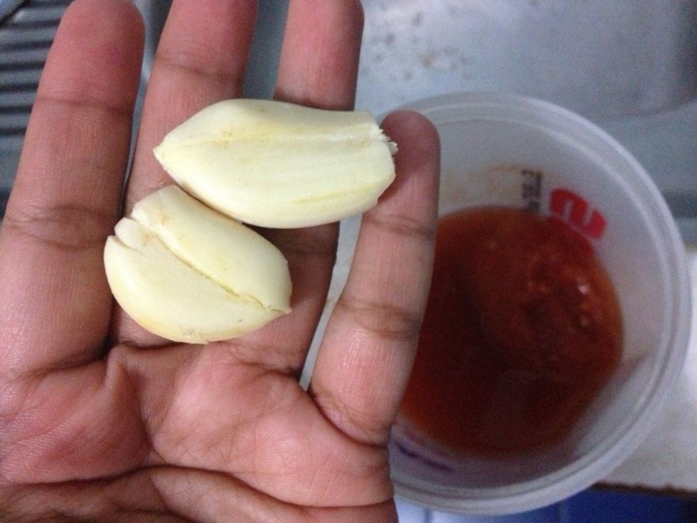 Put in a container and add in 2 cloves of crushed garlics. Just add 1 instead of 2 if you dont really like garlics :)