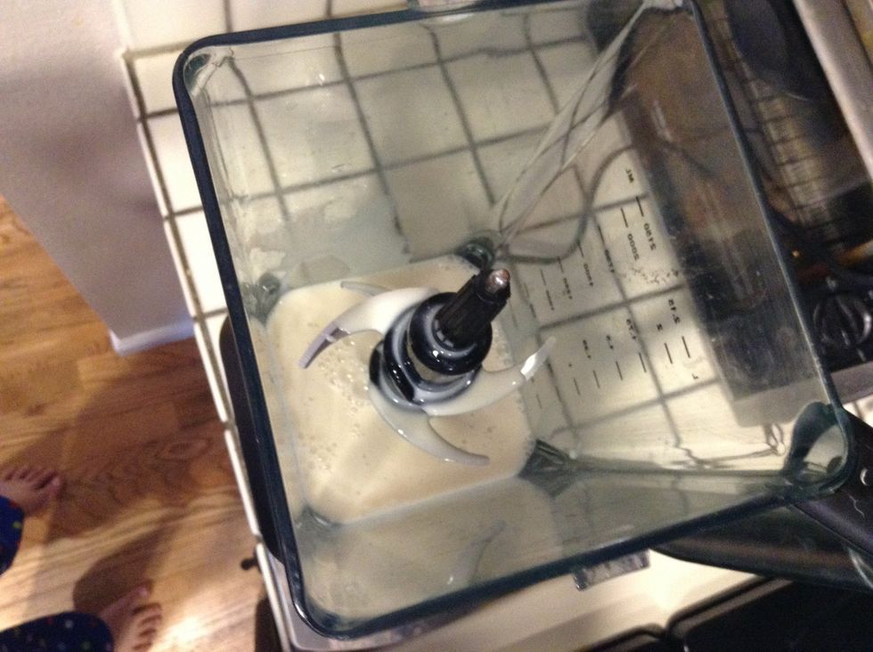 Put in a cup of almond milk