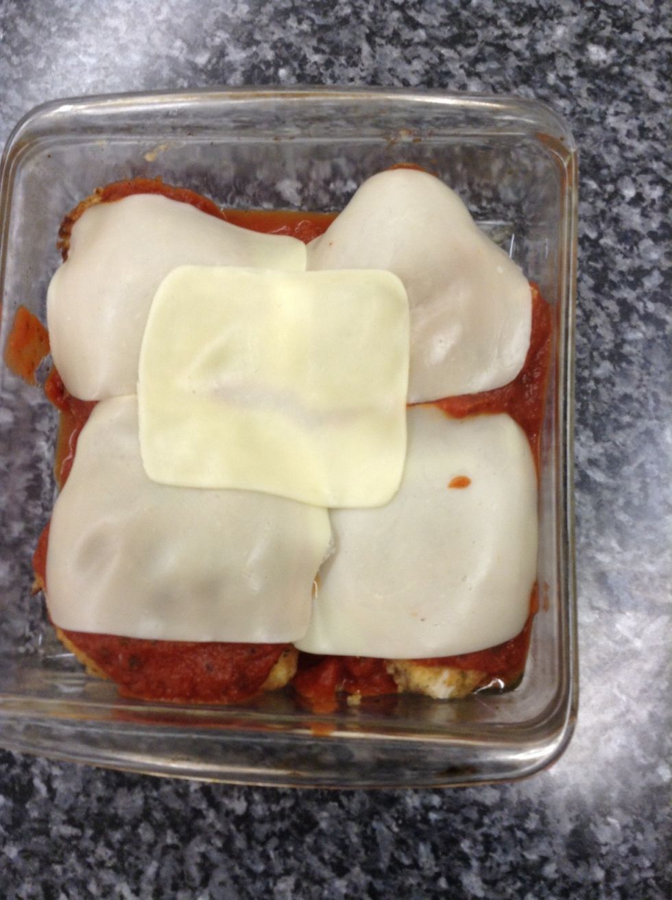 Put In a pan, then heat in oven.