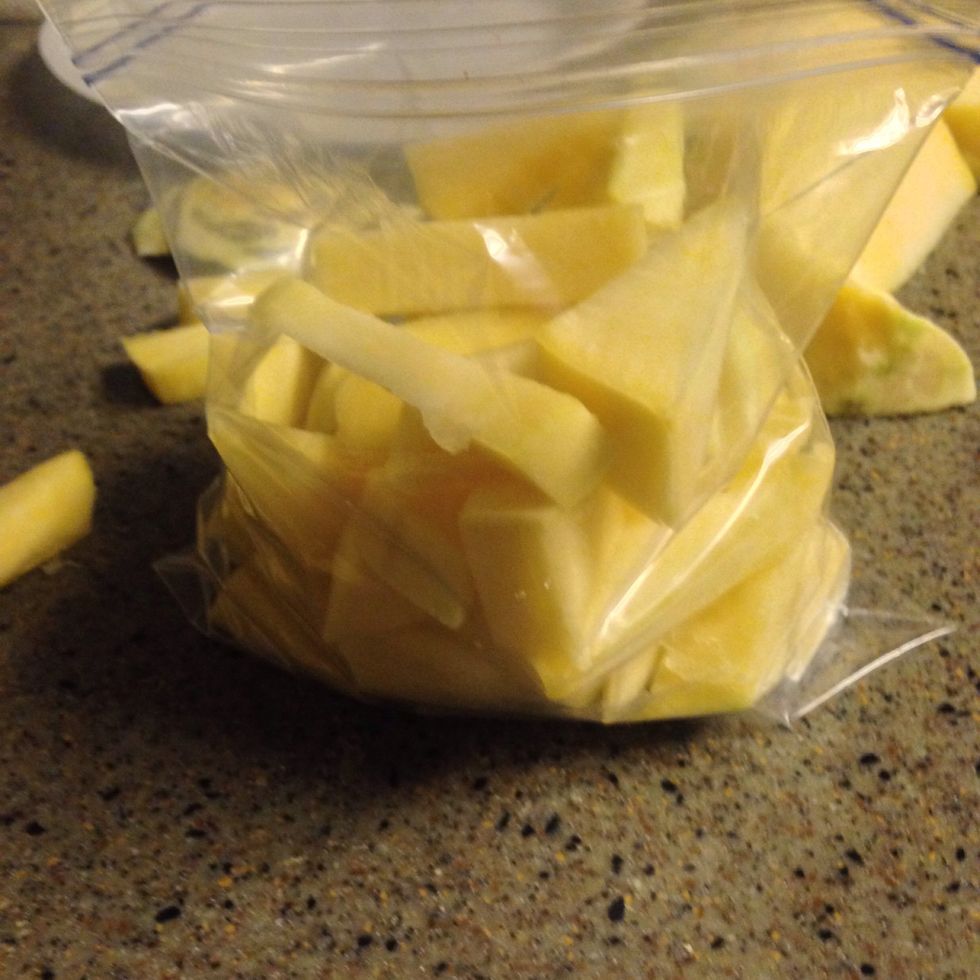 Put in bag with your seasoning and oil and let it marinate