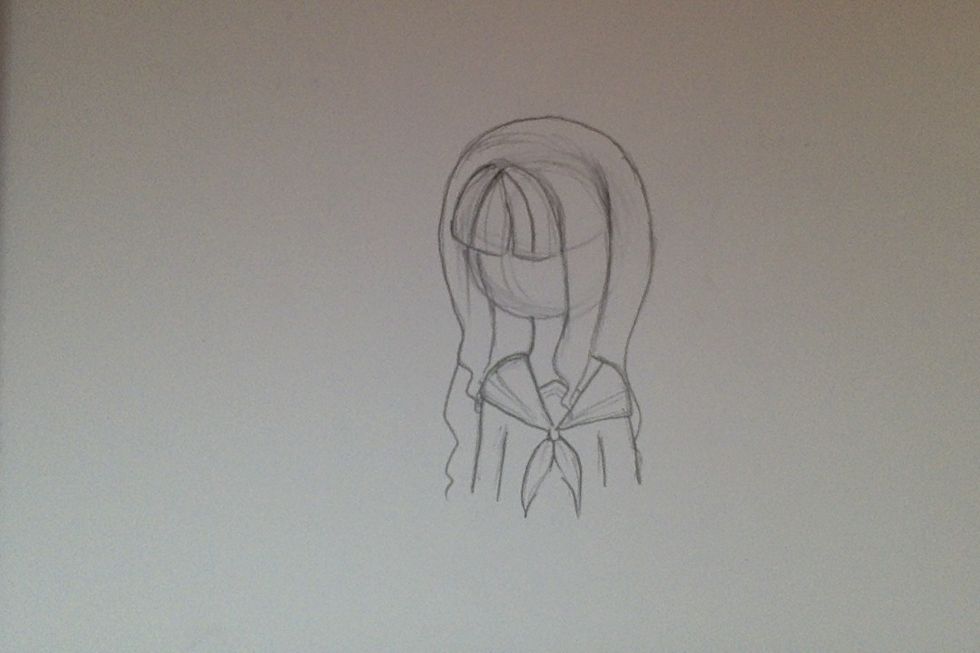 Put in detail to the hair and the outfit and darken the line.