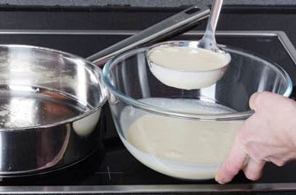 Put in enough of the mixture to cover up the base of the frying pan