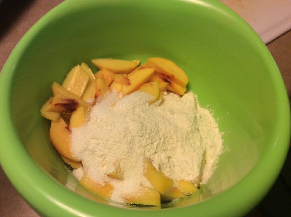 Put in flower and sugar