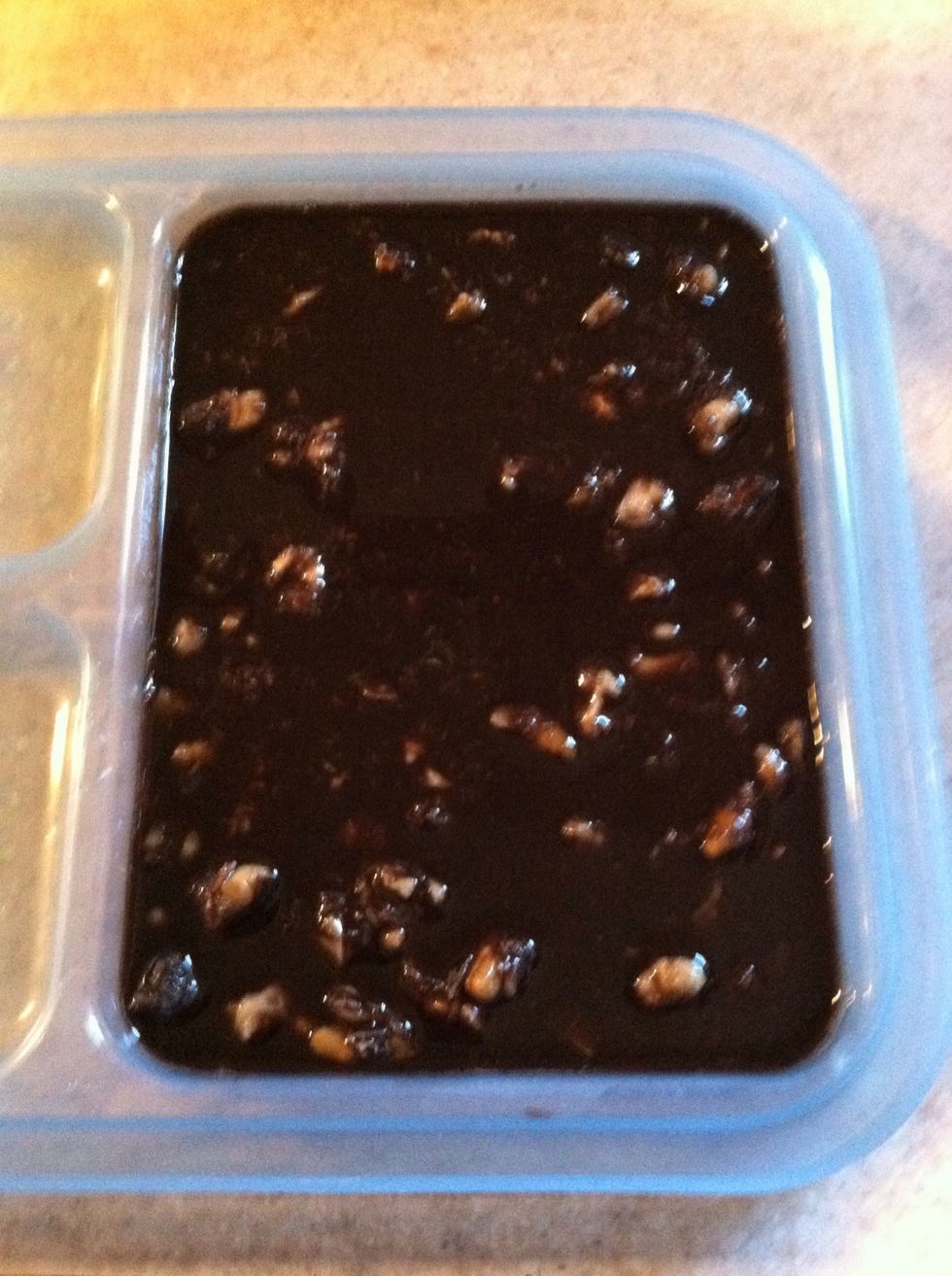 Put in fridge or freezer and wait until hardened. (It doesn't take long.)