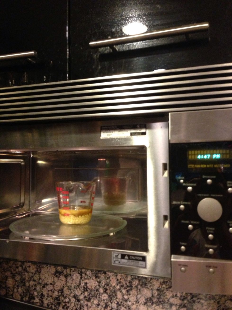Put in microwave until melt. 2-3 mins