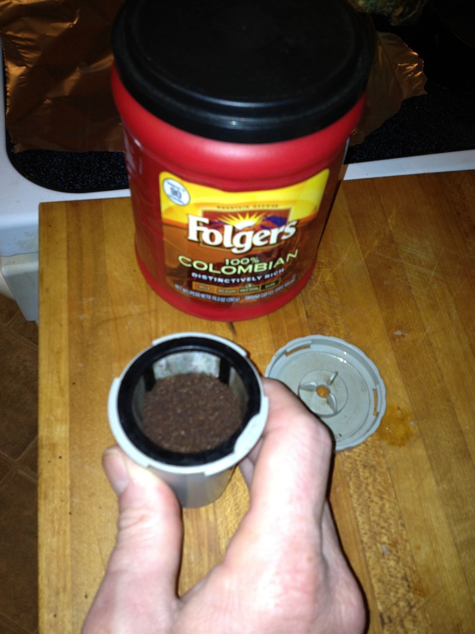 Put in one Tablespoon of your favorite coffee.