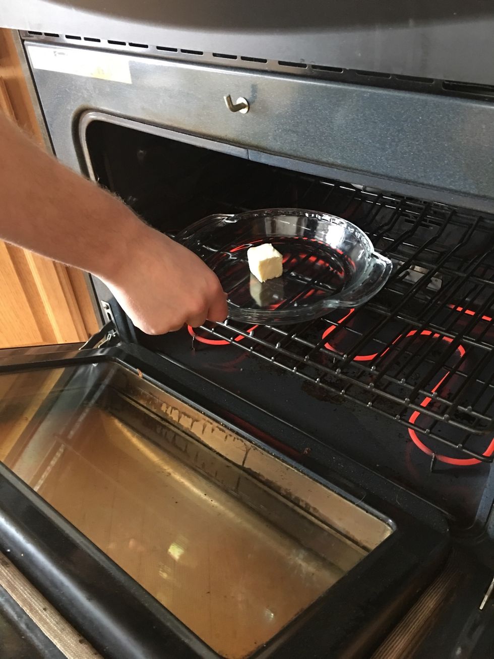 Put in oven for 2-4 minutes to melt butter.