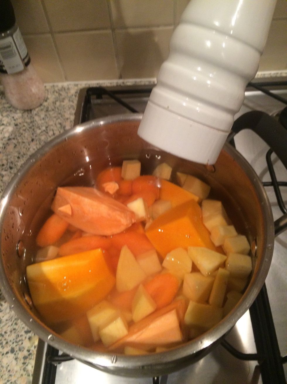 Put in pan with water and a good grind of salt